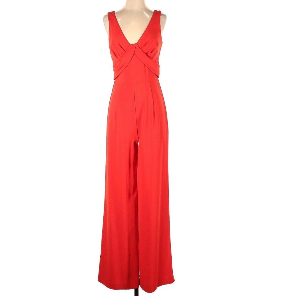 NWT Trina Turk Red Twist Front Sleeveless Wide-Leg Jumpsuit